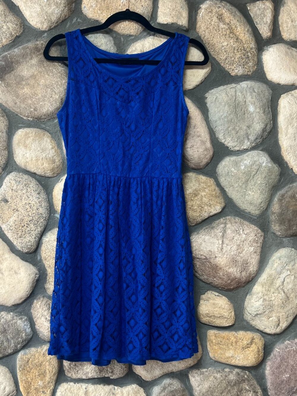 Eclipse Royal Blue Lace Dress Size Small Sleeveless Cocktail Party Dress
